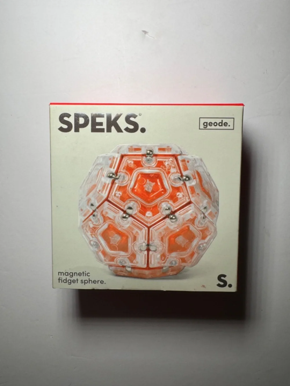 Speks Geode Magnetic Fidget Sphere 12-Piece Orange Pentagon Set in Box